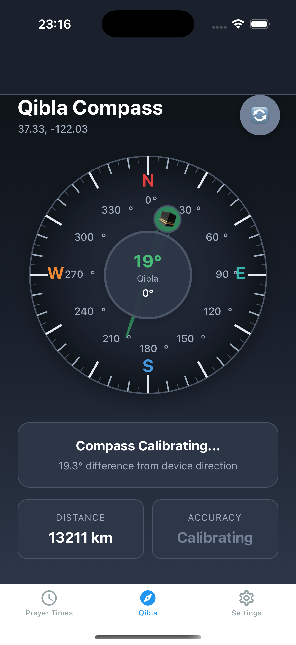 Kıble Pusulası Ekranı